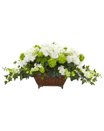 Nearly Natural Hydrangea And Ivy Artificial Arrangement 1676-wh