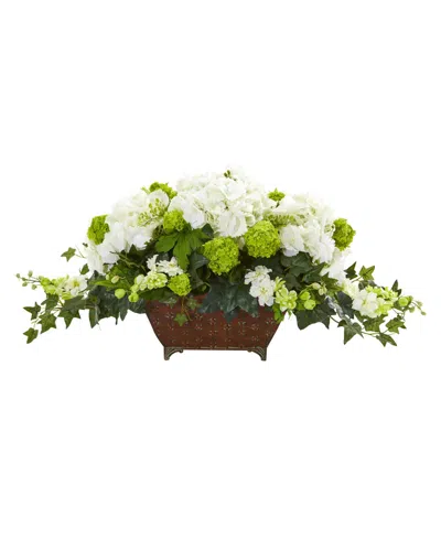 Nearly Natural Hydrangea And Ivy Artificial Arrangement In White