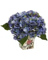Nearly Natural Hydrangea Silk Arrangement With Floral Planter