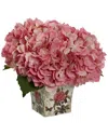 Nearly Natural Hydrangea Silk Arrangement With Floral Planter