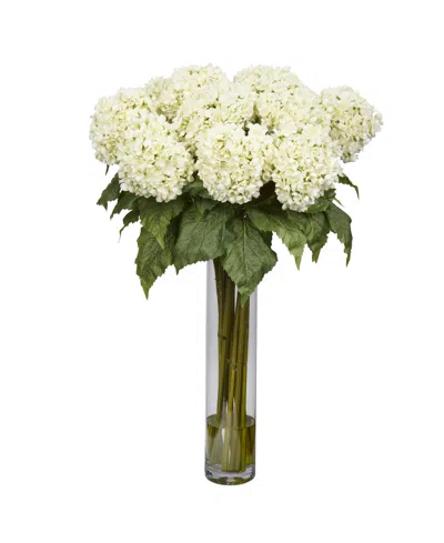 Nearly Natural Hydrangea Silk Flower Arrangement In White