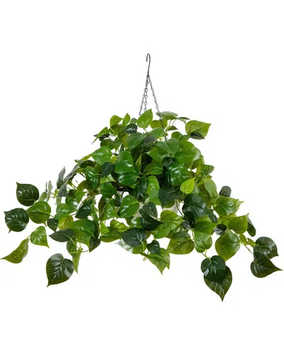 Nearly Natural Indoor/outdoor Uv-resistant Artificial Pothos With 50 Warm White Led Lights In Hangin In Green