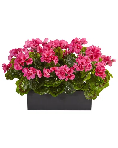 NEARLY NATURAL NEARLY NATURAL INDOOR/OUTDOOR UV-RESISTANT GERANIUM SILK PLANT IN RECTANGULAR PLANTER,