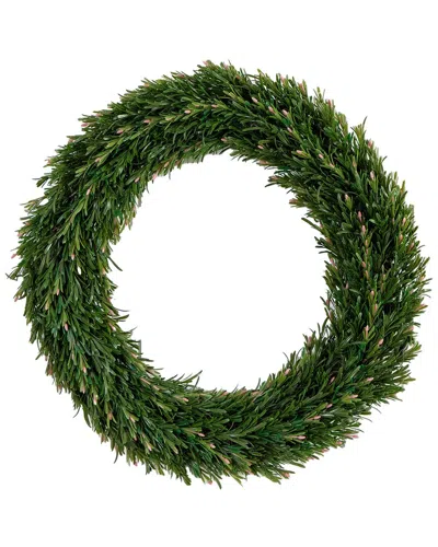 Nearly Natural Indoor/outdoor Uv-resistant Rosemary Artificial Wreath In Green