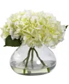 Nearly Natural Blooming Hydrangea With Vase In Cream