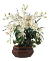 Nearly Natural Large Cymbidium Silk Flower Arrangement In White