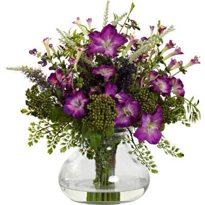 Nearly Natural Large Mixed Morning Glory With Vase In Multi