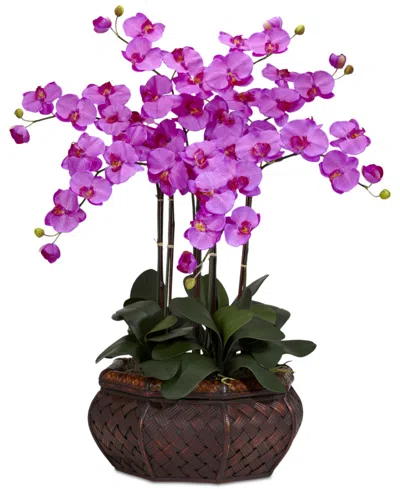 Nearly Natural Large Phalaenopsis Orchid Artificial Flower Arrangement In Decorative Vase In Dark Pink