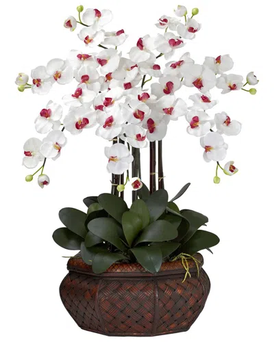 Nearly Natural Large Phalaenopsis Silk Flower Arrangement In White