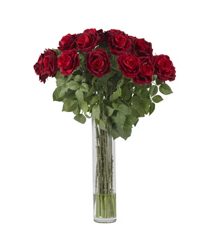Nearly Natural Large Rose Silk Flower Arrangement In Red