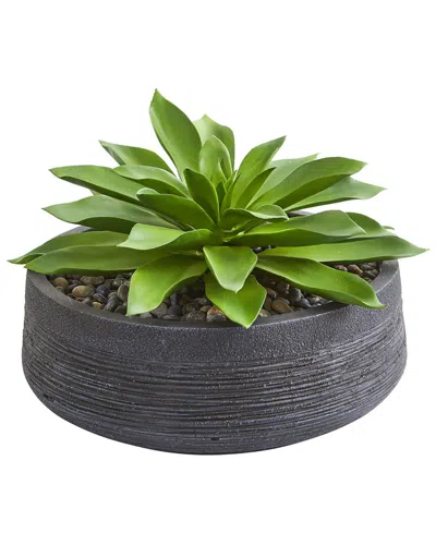 Nearly Natural Large Succulent Artificial Plant In Decorative Bowl In Green