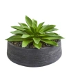 Nearly Natural Large Succulent Artificial Plant In Decorative Bowl In Green