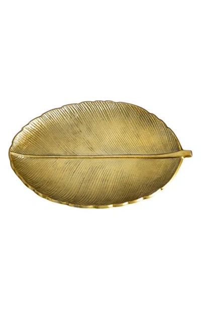 Nearly Natural Leaf Dish Decor In Gold