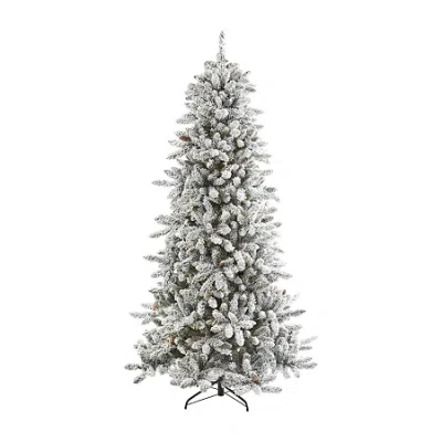 Nearly Natural Livingston Faux Flocked Fir Christmas Tree In Multi