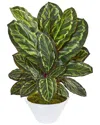 Nearly Natural Maranta Artificial Plant In White Vase In Green