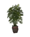 Nearly Natural Mini Bamboo Palm W/ Decorative Vase In Green
