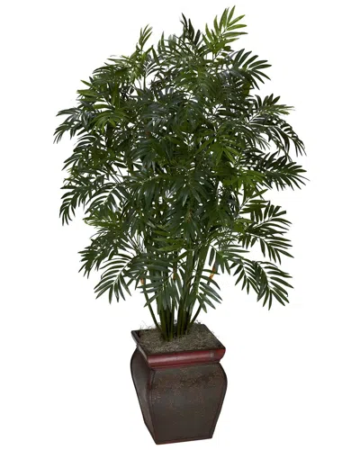 Nearly Natural Mini Bamboo Palm With Decorative Vase In Green