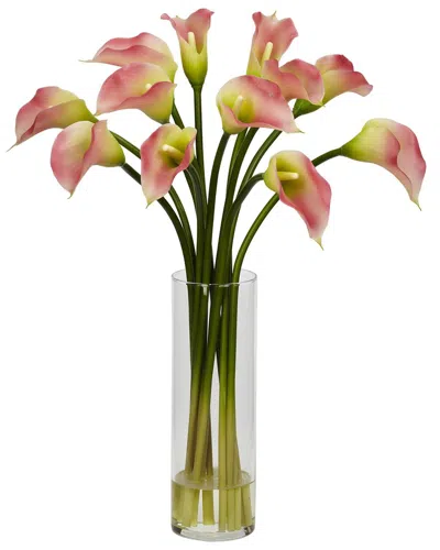 Nearly Natural Mini Calla Lily Silk Flower Arrangement In Pink