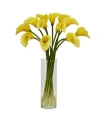 Nearly Natural Mini Calla Lily Silk Flower Arrangement In Yellow