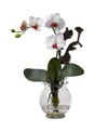 Nearly Natural Mini Phalaenopsis W/fluted Vase Silk Flower Arrangement In White
