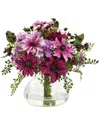 Nearly Natural Mixed Daisy Artificial Floral Arrangement With Vase In Pink