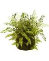 Nearly Natural Mixed Fern With Twig And Moss Basket