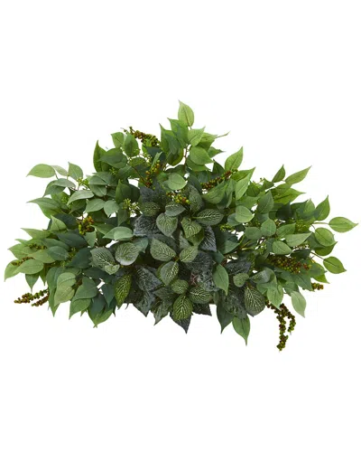 Nearly Natural Mixed Greens With Wicker Silk Plant