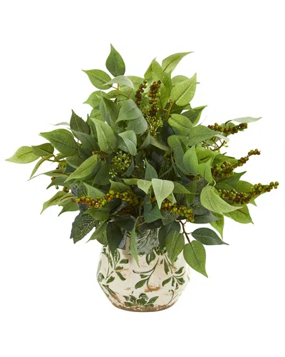 Nearly Natural Mixed Ficus In Green