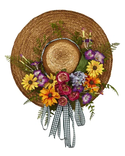 Nearly Natural Mixed Flower Hat Wreath
