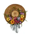 Nearly Natural Mixed Flower Hat Wreath In Multi