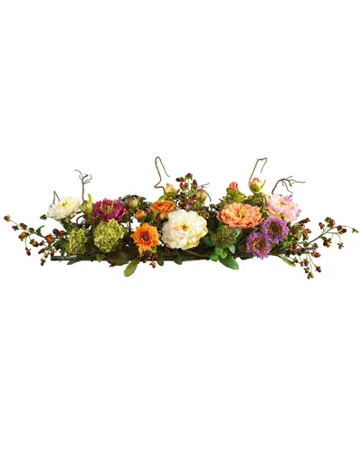 Nearly Natural Mixed Peony Centerpiece Silk Flower Arrangement In Multi