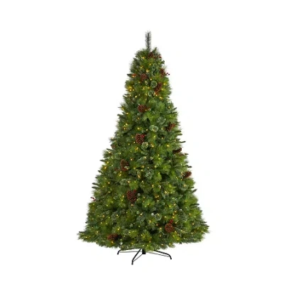 Nearly Natural Montana Mixed Faux 8 Foot Pre-lit Pine Christmas Tree In Green