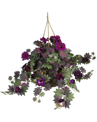 Nearly Natural Morning Glory Hanging Basket Silk Plant