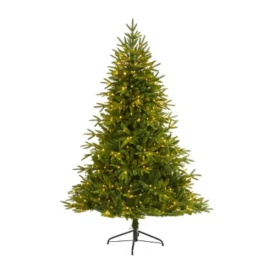Nearly Natural Mountain Faux 6 Foot Pre-lit Fir Christmas Tree In Green