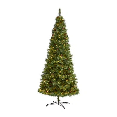NEARLY NATURAL MOUNTAIN FAUX 9 FOOT PRE-LIT PINE CHRISTMAS TREE
