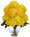 Nearly Natural Mum Artificial Arrangement In Vase In Yellow