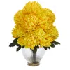 Nearly Natural Mum Artificial Arrangement In Vase In Yellow