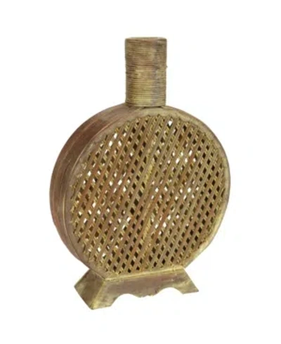 Nearly Natural Open Weave Decorative Vase In Brown