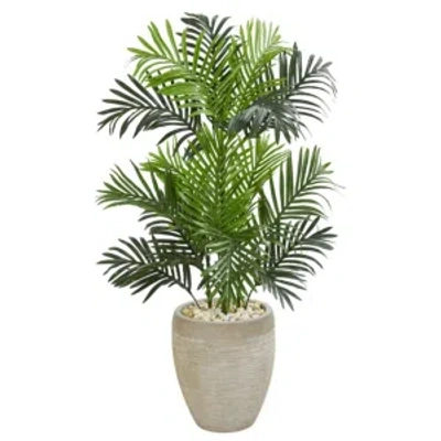 Nearly Natural Paradise Palm Artificial Tree In Sand Colored Planter In Green