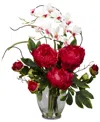 Nearly Natural Rose And Hydrangea Silk Flower Arrangement In Red