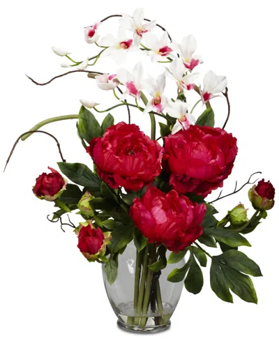 Nearly Natural Rose And Hydrangea Silk Flower Arrangement In Red