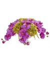 Nearly Natural Phalaenopsis & Hydrangea Artificial Arrangement In Pedestal Urn