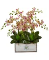 Nearly Natural Phalaenopsis Orchid Arrangement In Decorative Wood Planter In Cream,orchid