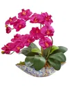 Nearly Natural Phalaenopsis Orchid Artificial Arrangement In Vase In Pink