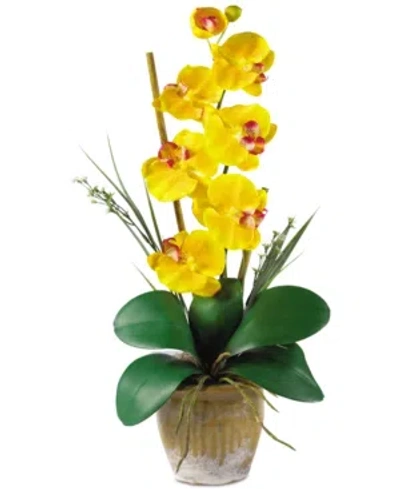 Nearly Natural Phalaenopsis Orchid Artificial Flower Arrangement In Yellow