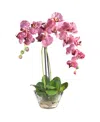 Nearly Natural Phalaenopsis With Glass Vase Silk Flower Arrangement In Purple