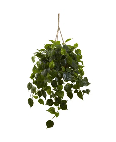 NEARLY NATURAL PHILODENDRON UV-RESISTANT INDOOR/OUTDOOR ARTIFICIAL PLANT HANGING BASKET