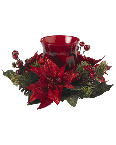 NEARLY NATURAL NEARLY NATURAL POINSETTIA & BERRY CANDELABRUM