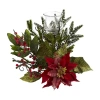 Nearly Natural Poinsettia Candelabrum Christmas Tabletop Decor In Green