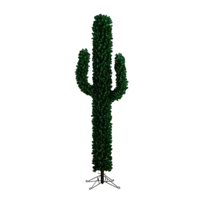 Nearly Natural Pre-lit Artificial Cactus 500 Micro Led Lights 7 Foot Pre-lit Fir Christmas Tree In Green